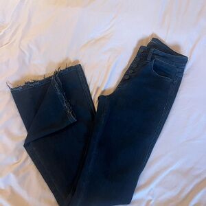 Black Flared Jeans with Distressed Hem